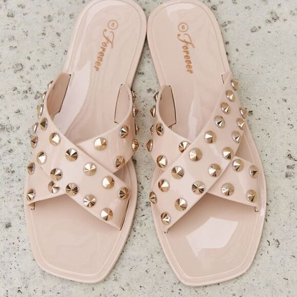 💲6️⃣ Bundled ✔️Studded Cross Strap Slide Sandal sz 7 sz 8.5 - Picture 7 of 11